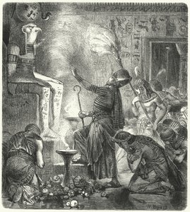 お寺で若いエジプトのファラオ 作： Hermann Vogel