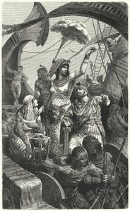紀元前31年のアクティウムの戦い中のクレオパトラ 作： Hermann Vogel