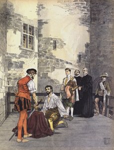 1602年パリのバスティーユでの反逆罪のためのバイロン公シャルル・ド・ゴントーの処刑 作： Hermann Vogel