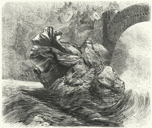 1190年の第3十字軍のサレフ川で溺れるフレデリックバルバロッサ