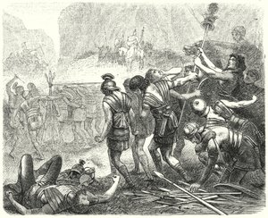 紀元前321年、コーディーンフォークでのサムナイトによるローマ軍の屈辱 作： Hermann Vogel