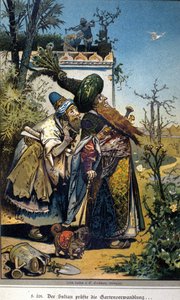 グリム兄弟（ヤコブ（1785-1863）とウィルヘルム（1786-1859））の物語「老いたサルタン」のフォーゲルのイラスト。