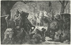 1255年の異教の旧プロイセン人に対するボヘミア十字軍のオットカーII 作： Hermann Vogel