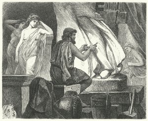 アテネの彫刻家プラクシテレスのスタジオ 作： Hermann Vogel