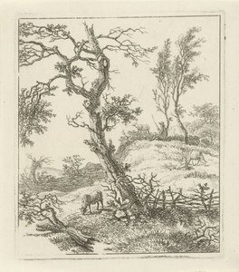 丘の上の羊飼いのいる風景 作： Hermanus Fock