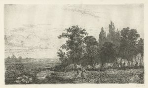 森の端の小川のそばの男女 作： Hermanus Jan Hendrik van Rijkelijkhuysen