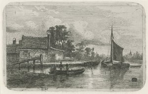 ウォーター フロントの帆船 作： Hermanus Jan Hendrik van Rijkelijkhuysen