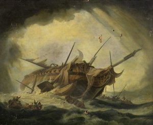沈没したフリゲート艦（油彩・キャンバス