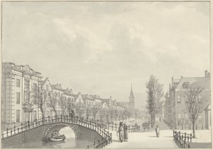 1807年、ニーウステーク橋から見たライデンのラーペンブルクの眺め 作： Hermanus Numan (signed by artist)