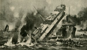 アングリアの沈没、第一次世界大戦、1915年11月17日、c1920。 作： Hermanus Willem Koekkoek