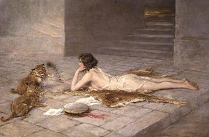 仔ライオンをいじめる 作： Heywood Hardy