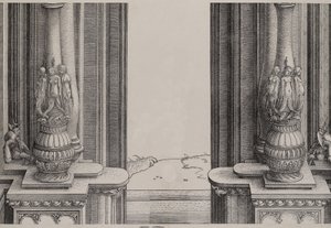 中央ポータルへの入り口の中央セクション、サイレンで飾られた柱...、1515。 作： Hieronymus Andreae