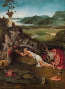 砂漠の聖ヒエロニムス。 1490年頃 作： Hieronymus Bosch