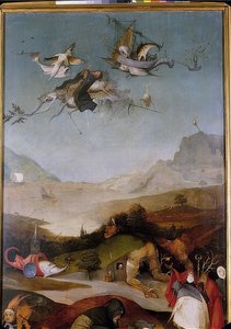 聖アントニウスの誘惑（トリプティコン、左翼の詳細） 作： Hieronymus Bosch