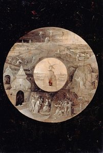 聖ヨハネ、パトモスの裏側の伝道者。キリストの受難、c。 1505 作： Hieronymus Bosch