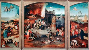 聖アントニウスの誘惑の三連祭壇画、c1480-1516 作： Hieronymus Bosch