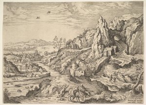 犠牲に向かう途中のアブラハムとアイザック、1558年。 作： Hieronymus Cock