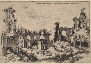 パラティーノの丘にある遺跡とセプティゾニウム 作： Hieronymus Cock