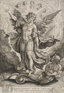 聖ミカエルドラゴンの勝利、1584 作： Hieronymus or Jerome Wierix