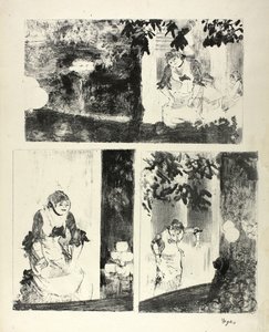 アンバサダー・カフェでのベカット嬢：3つのモチーフ 作： Hilaire Germain Edgar Degas
