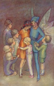 ピーターパンとティンカーベル（カラーリトグラフ） 作： Hilda Theodora Miller