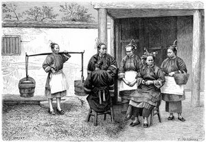 1895年、中国の福建省の人々。 作： Hildibrand