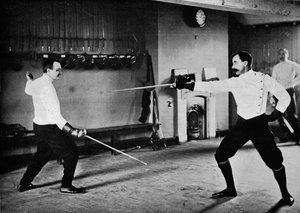 フランスの決闘の剣による攻撃、c1900、1903