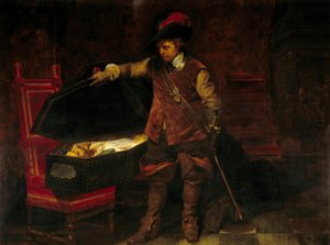 チャールズ1世スチュアートの棺の前に立つクロムウェル（1649年）。オリバー・クロムウェル（1599-1658）は、イングランド国王の裁判を課し、2月9日に判決と