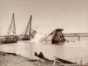 運河に設置された浚渫船の爆風。 作： Hippolyte Arnoux