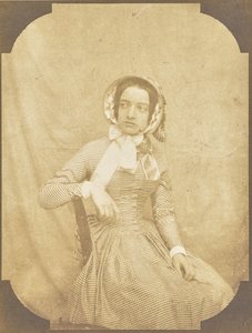 [チェックのドレスを着た若い女性の肖像]。 作： Hippolyte Bayard