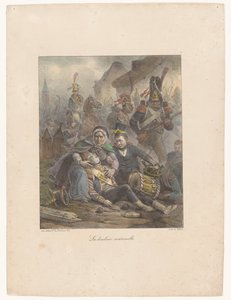 母は戦場で致命傷を負った息子を悼む La douleur maternel (オブジェクトのタイトル) リトグラフ スケッチ (シリーズ タイトル) Croquis lithographiques（シリーズタイトル） 作： Hippolyte Bellange