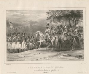 プリンス、フィールド元帥アッバスミルザ1789〜1833年、歩兵連隊を検査、1835年 作： Hippolyte Bellange