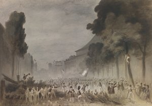 1830年のパリの大通りの7月革命 作： Hippolyte Bellange