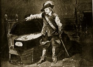 クロムウェルはチャールズ1世の遺体を見る、「ハッチンソンのイギリス国民の物語」、1923年頃のイラスト 作： Hippolyte Delaroche