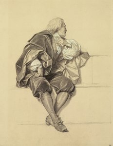 エコールデボザールでの半自転車のピエールピュージェの肖像画（1620〜94年）の研究（紙に鉛筆と木炭） 作： Hippolyte Delaroche