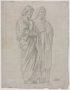 二人の立像（使徒伝道左部の習作） 作： Hippolyte Jean Flandrin