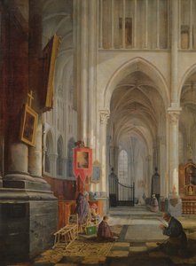 聖オメル大聖堂の内部、1836 作： Hippolyte Joseph Cuvelier