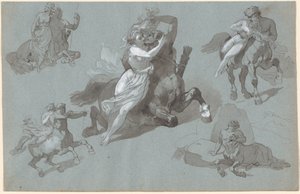 Nessus と Dejanira の 4 つのポーズ、および瀕死の Nessus 作： Hippolyte Lalaisse