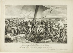 フリゲート艦メデューサの難破船。 いかだ乗組員の反乱 作： Hippolyte Lecomte