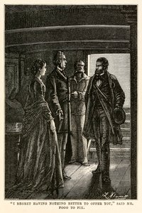 ジュール・ヴェルヌ(1828-1905)の「80日間世界一周」から、フォッグ氏がフィックス氏に言った「『君に何も提供できないのが残念だ』」。 作： Hippolyte Leon (after) Benett