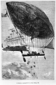 アルバトロスと前向き、ジュールヴェルヌ（1828-1905）による「ロバール征服者」のイラスト、パリ、ヘッツェル、1886