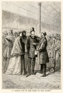 ジュールヴェルヌ（1828〜1905）、1873年、「世界中の80日間」から女王の名であなたを逮捕 作： Hippolyte Leon after Benett