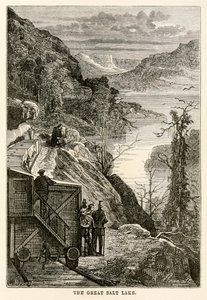 グレートソルトレイク、世界中からの80日間のジュールヴェルヌ（1828〜1905）、プレヴォストによって彫刻（1873年） 作： Hippolyte Leon after Benett