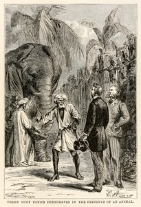 そこで彼らは動物の前で彼らを見つけました、ジュールヴェルヌ（1828-1905）による80日間の世界中から、アドルフフランソワパンネメーカー（1822-1900）、1873年 作： Hippolyte Leon after Benett
