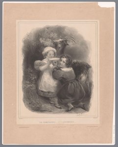 ヤギと一緒にヤギのミルクを飲む 2 人の子供 La Campagne / Country (オブジェクトのタイトル) 作： Hippolyte Louis Garnier