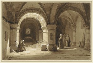 修道士がいる回廊の金庫室 作： Hippolyte Victor Valentin Sebron