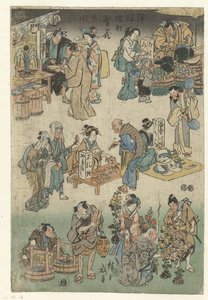 浄瑠璃通り夜市 浄瑠璃通り繁栄のイメージ（連載タイトル） 浄瑠璃町版画の図