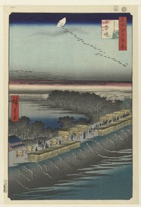 吉原の日本堤防の眺め 吉原日本堤 名所江戸百景（シリーズタイトル） 名所江戸百景