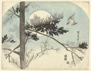 カッコウと松 作： Hiroshige (I) , Utagawa