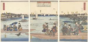 隅田川のフェリー 隅田川渡しの図 東都名所図会（連載タイトル） とと名所図会 作： Hiroshige (I) , Utagawa